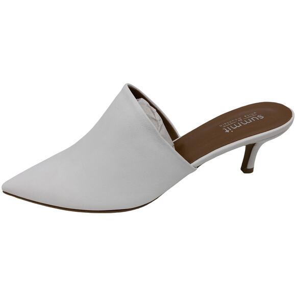 Summit White Mountain Latte White Piper Pointed Toe Kitten Heel Mules 40 9.5 10 - Picture 1 of 12